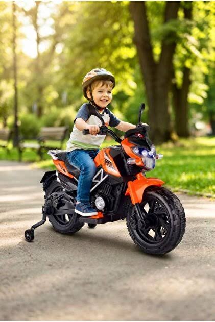 Babyhope 447 Motocross Akülü Motor Çocuk Motoru Turuncu