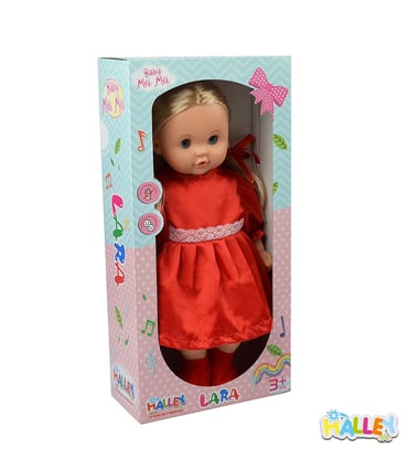 Elbiseli Müzikli Lara Bebek 40 Cm Kırmızı